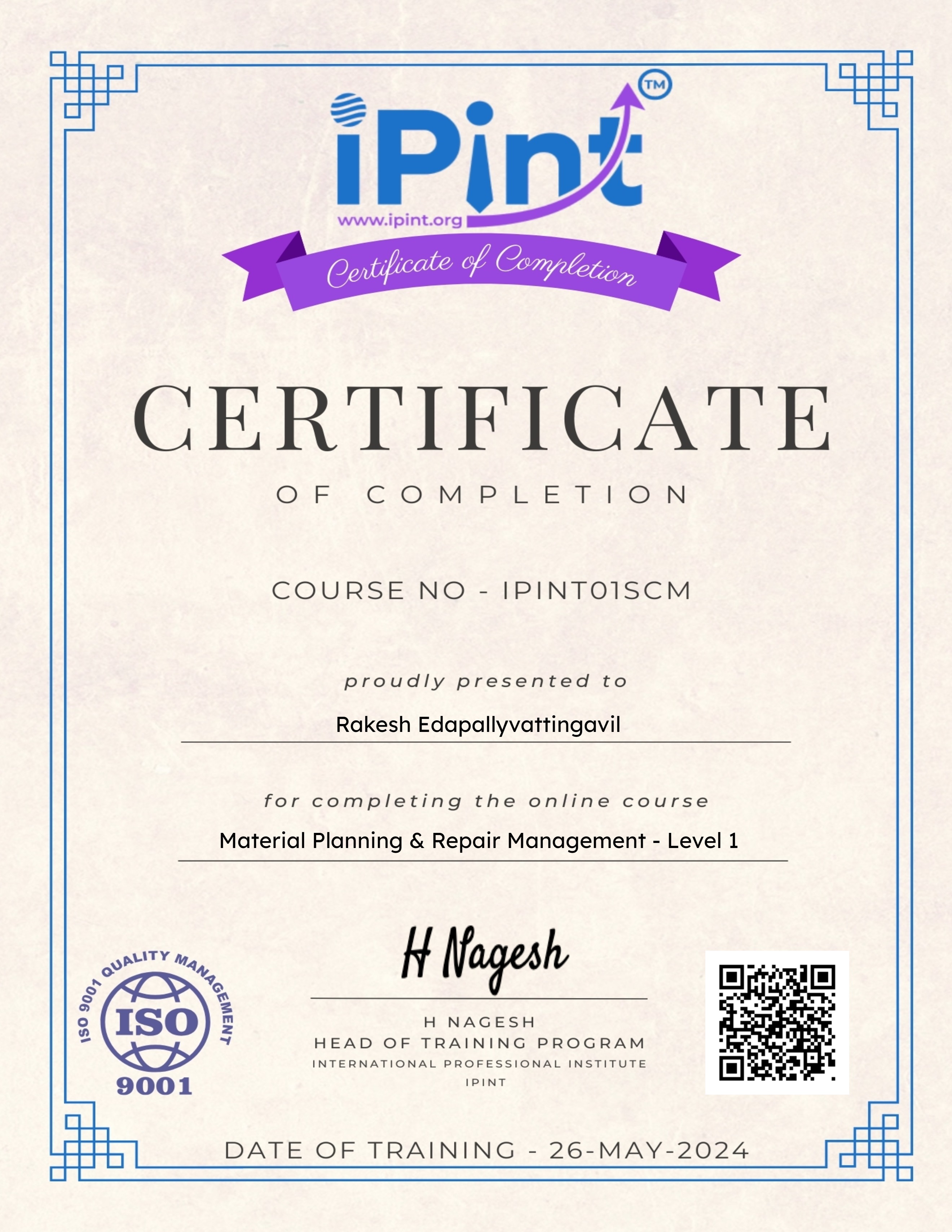 Material Planning and Repair Management - Level 1