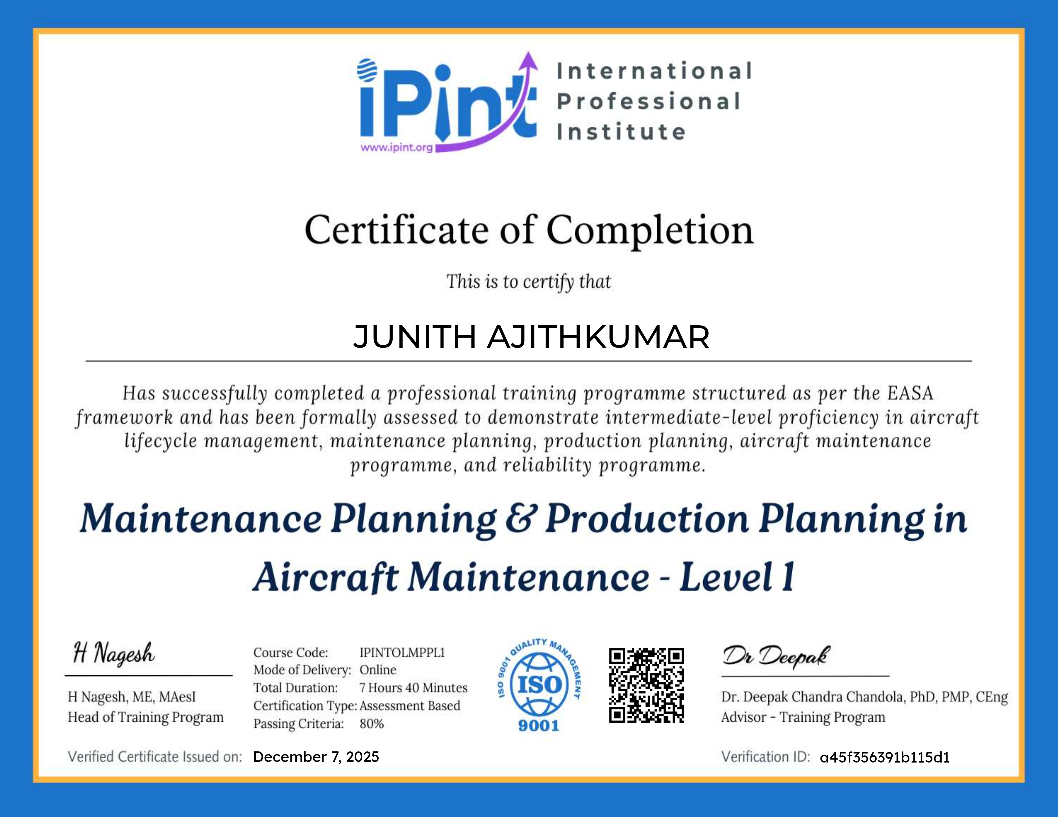 Maintenance Planning & Production Planning in Aircraft Maintenance - Level 1
