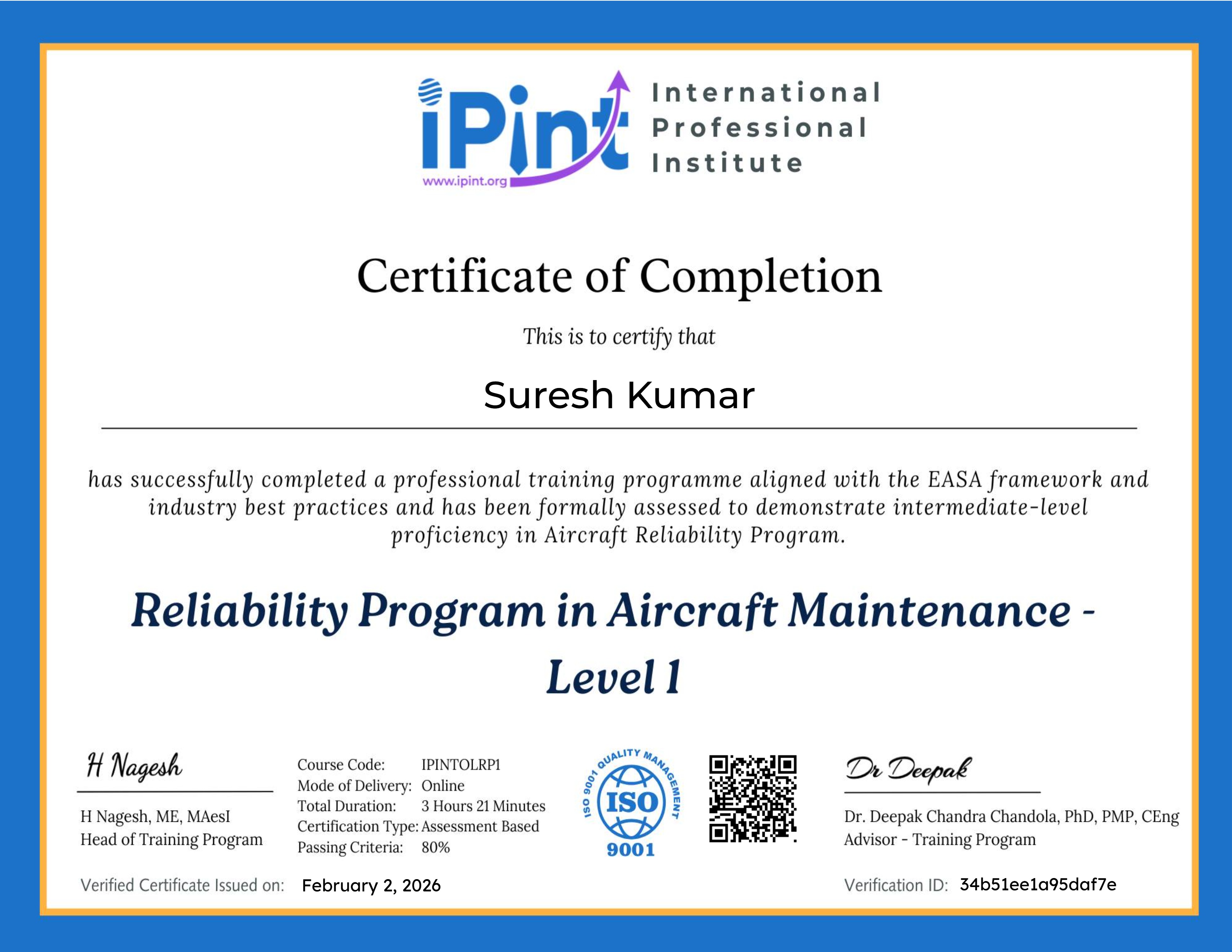 Reliability Program in Aircraft Maintenance - Level 1