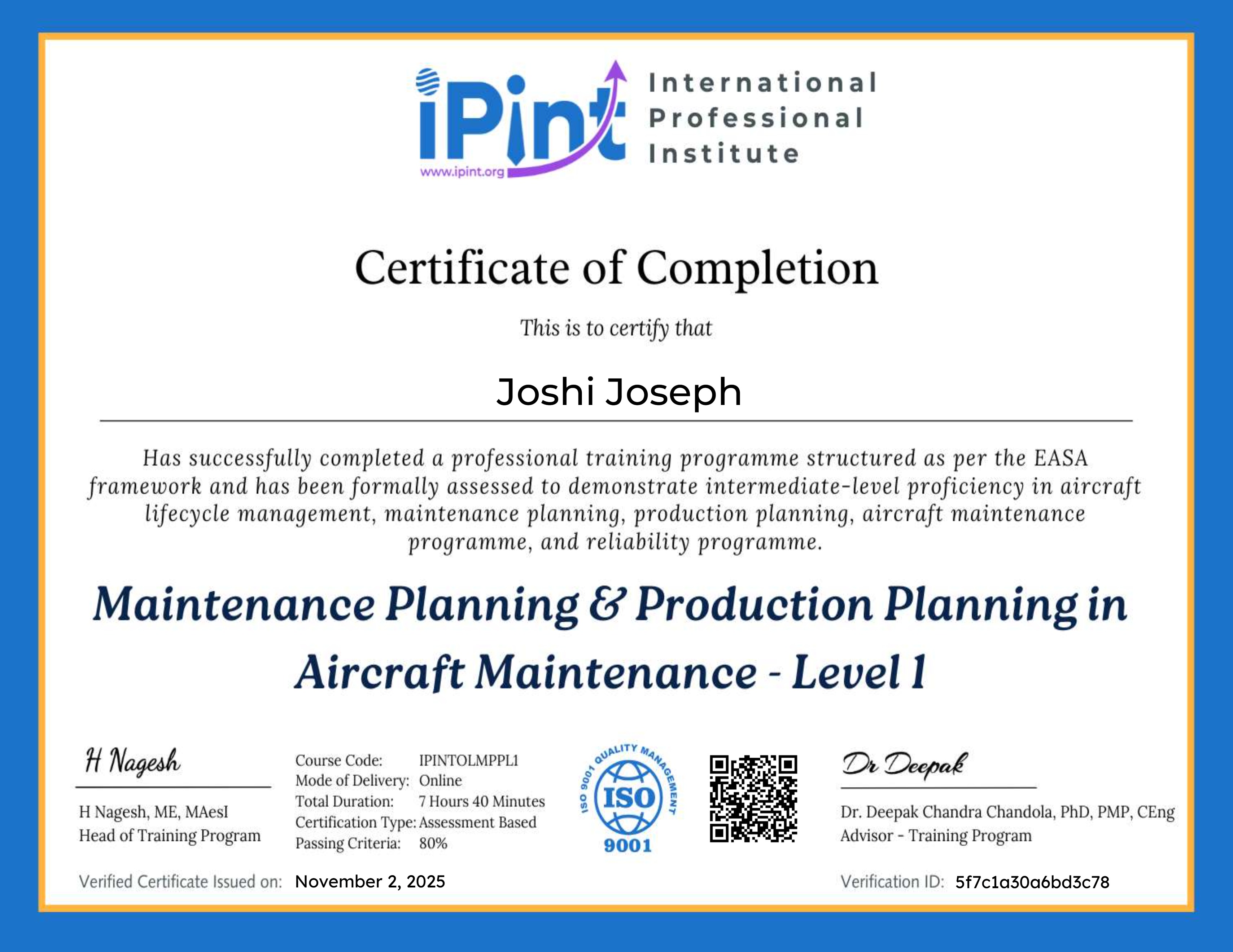 Maintenance Planning & Production Planning in Aircraft Maintenance - Level 1